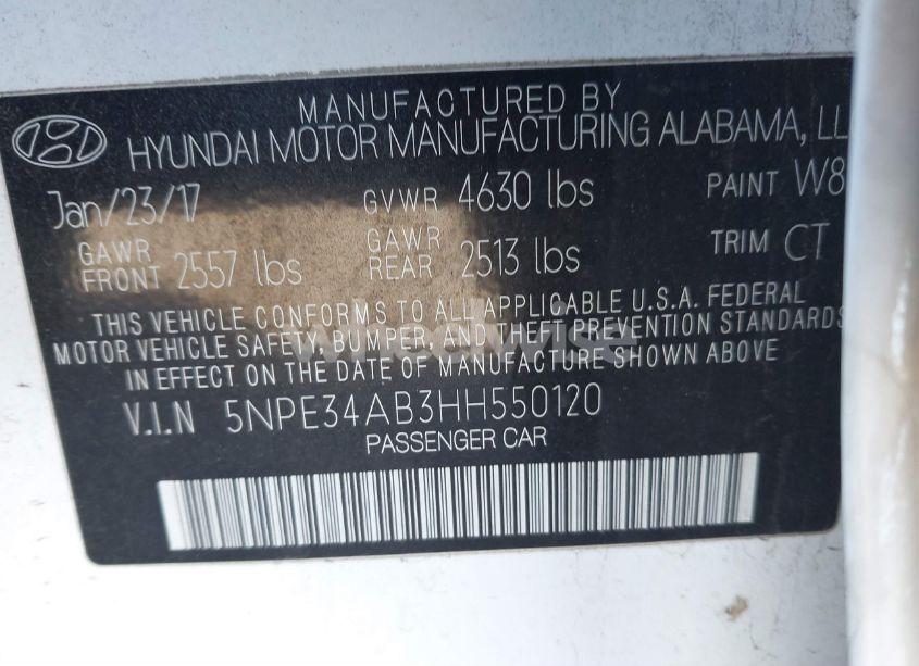 Photo 9 of 2017 Hyundai Sonata SPORT 2.0T (VIN 5NPE34AB3HH550120)