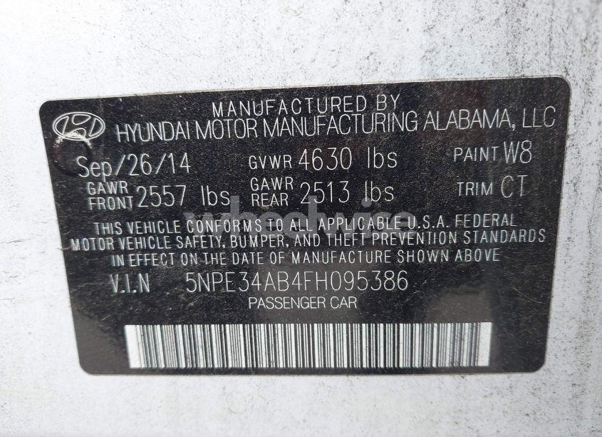 Photo 9 of 2015 Hyundai Sonata SPORT 2.0T (VIN 5NPE34AB4FH095386)