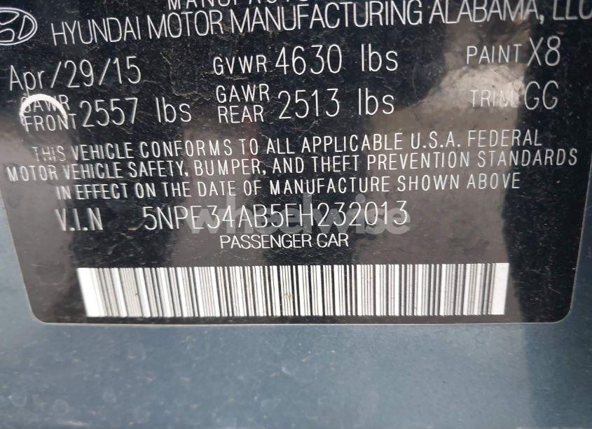 Photo 9 of 2015 Hyundai Sonata SPORT 2.0T (VIN 5NPE34AB5FH232013)
