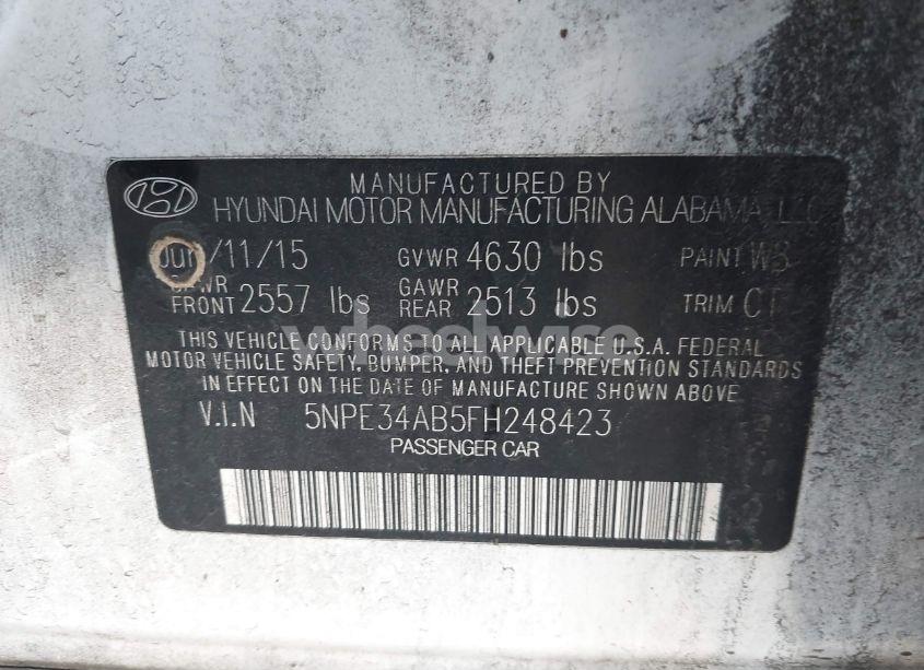 Photo 9 of 2015 Hyundai Sonata LIMITED 2.0T (VIN 5NPE34AB5FH248423)