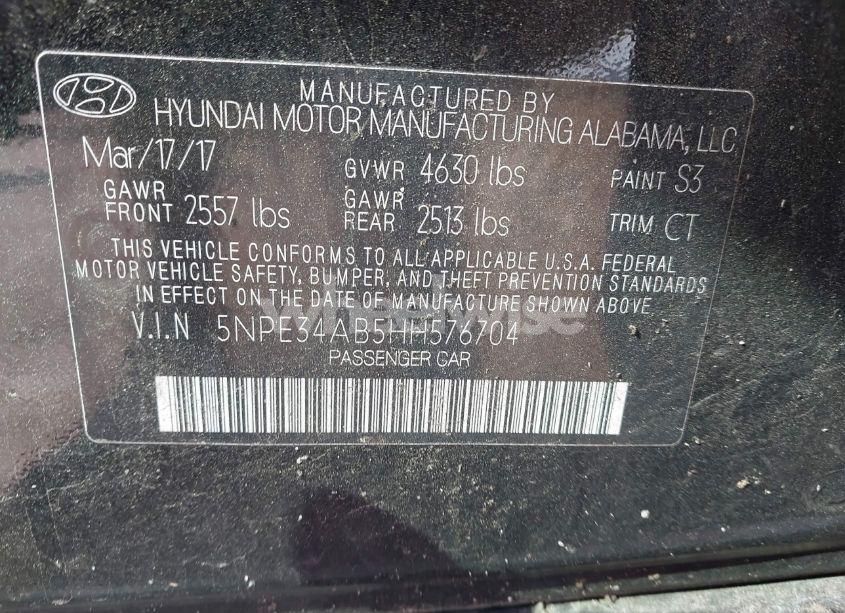 Photo 9 of 2017 Hyundai Sonata SPORT 2.0T (VIN 5NPE34AB5HH576704)