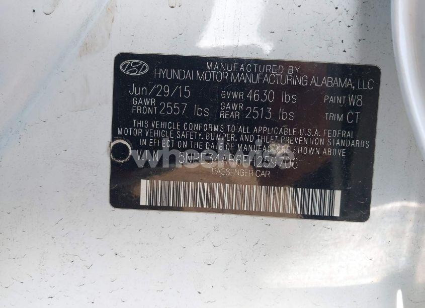 Photo 9 of 2015 Hyundai Sonata LIMITED 2.0T (VIN 5NPE34AB6FH259706)