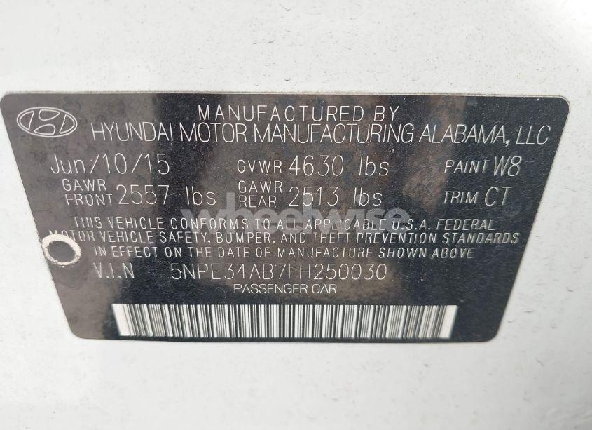 Photo 9 of 2015 Hyundai Sonata LIMITED 2.0T (VIN 5NPE34AB7FH250030)