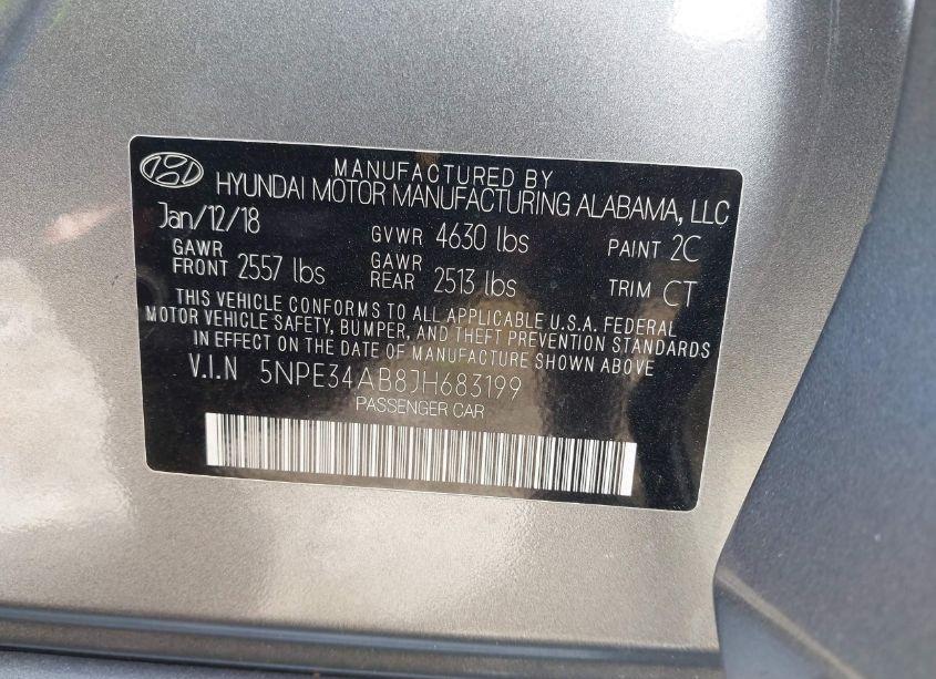 Photo 9 of 2018 Hyundai Sonata LIMITED 2.0T (VIN 5NPE34AB8JH683199)