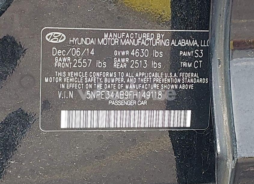 Photo 9 of 2015 Hyundai Sonata LIMITED 2.0T (VIN 5NPE34AB9FH149118)