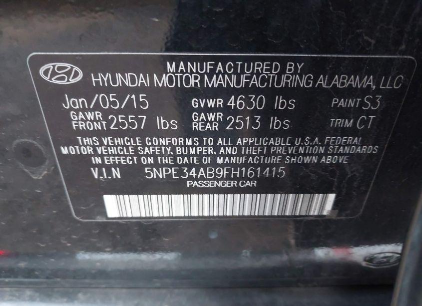 Photo 9 of 2015 Hyundai Sonata LIMITED 2.0T (VIN 5NPE34AB9FH161415)