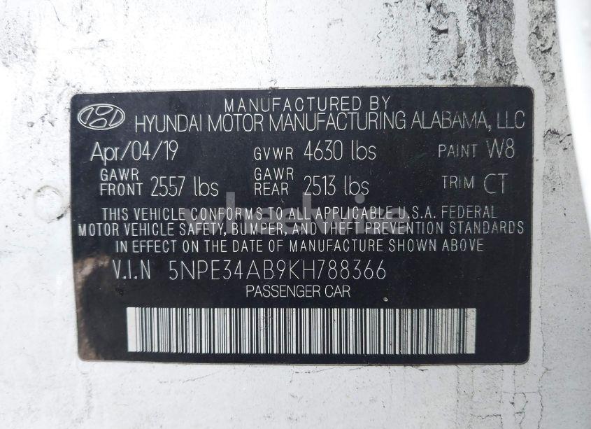 Photo 9 of 2019 Hyundai Sonata LIMITED 2.0T (VIN 5NPE34AB9KH788366)