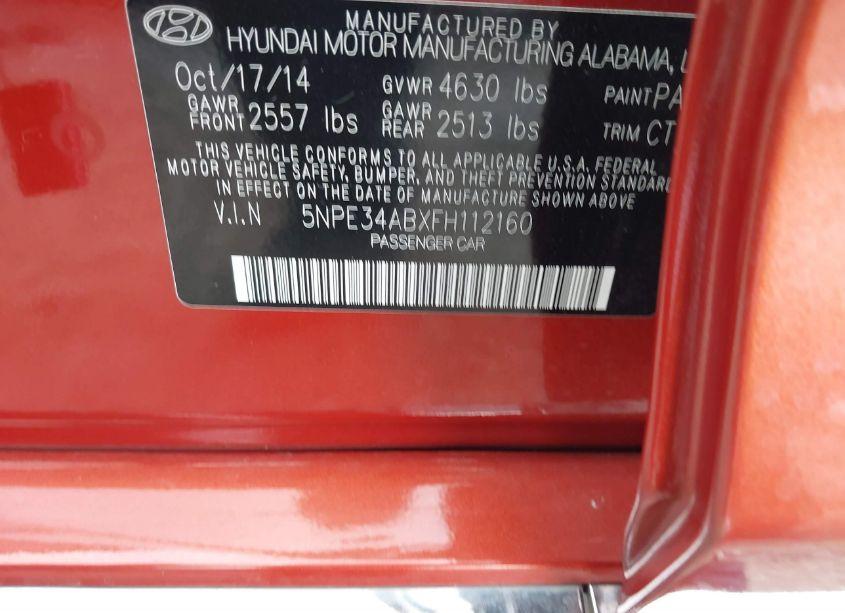 Photo 9 of 2015 Hyundai Sonata LIMITED 2.0T (VIN 5NPE34ABXFH112160)