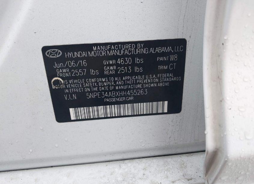 Photo 9 of 2017 Hyundai Sonata SPORT 2.0T (VIN 5NPE34ABXHH455263)