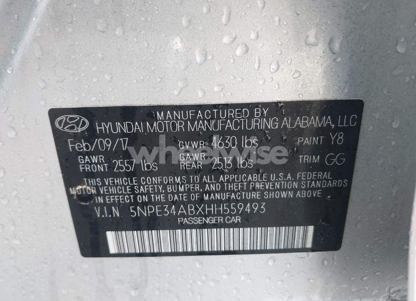 Photo 9 of 2017 Hyundai Sonata SPORT 2.0T (VIN 5NPE34ABXHH559493)