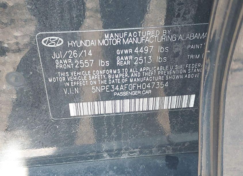Photo 9 of 2015 Hyundai Sonata SPORT (VIN 5NPE34AF0FH047354)