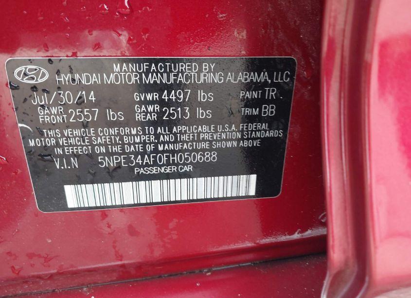 Photo 9 of 2015 Hyundai Sonata LIMITED (VIN 5NPE34AF0FH050688)