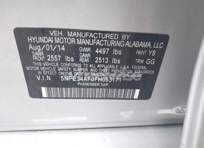 Photo 9 of 2015 Hyundai Sonata LIMITED (VIN 5NPE34AF0FH053171)