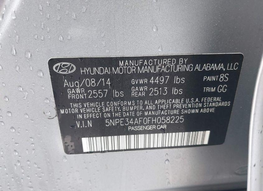 Photo 9 of 2015 Hyundai Sonata SPORT (VIN 5NPE34AF0FH058225)