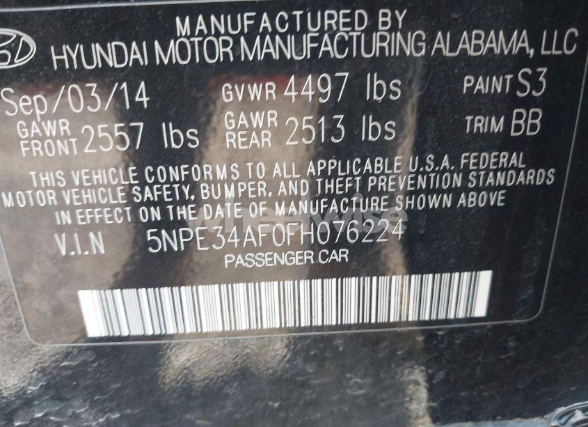 Photo 9 of 2015 Hyundai Sonata SPORT (VIN 5NPE34AF0FH076224)