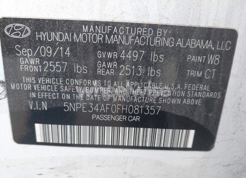 Photo 9 of 2015 Hyundai Sonata SPORT (VIN 5NPE34AF0FH081357)