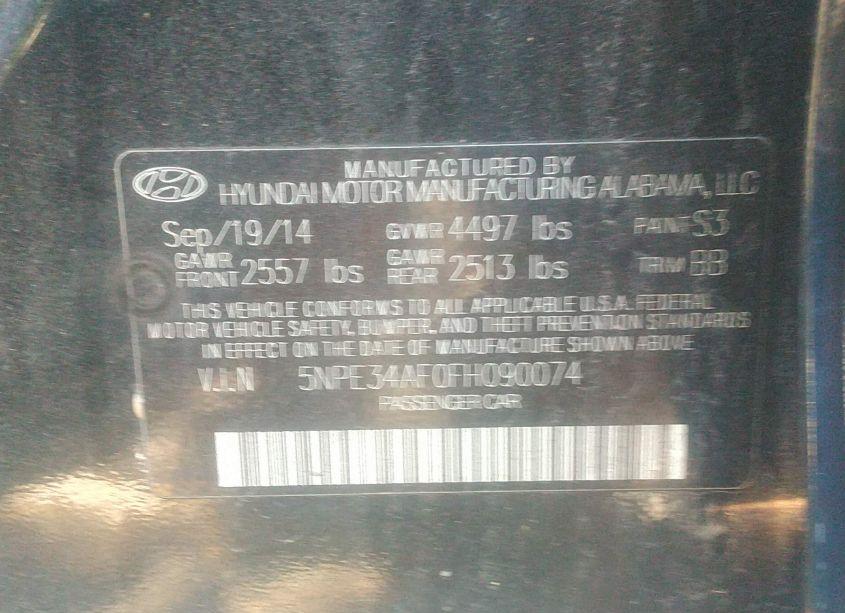 Photo 9 of 2015 Hyundai Sonata SPORT (VIN 5NPE34AF0FH090074)