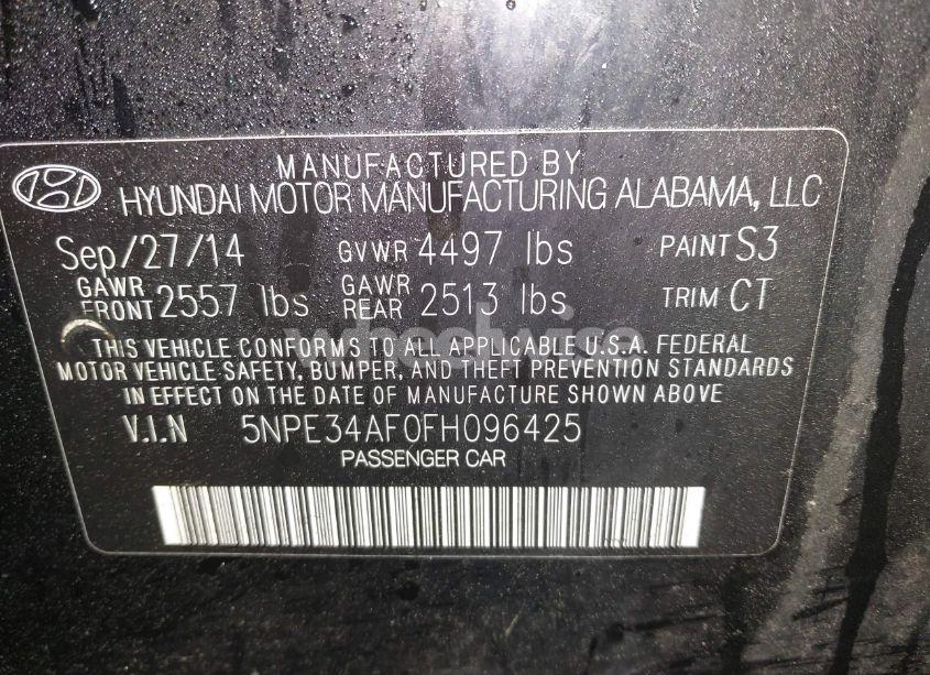 Photo 9 of 2015 Hyundai Sonata LIMITED (VIN 5NPE34AF0FH096425)