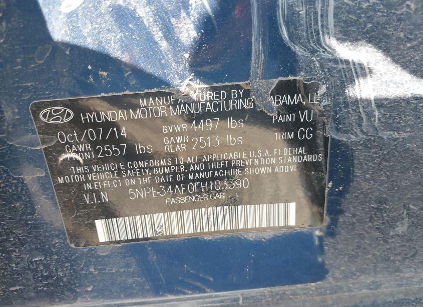 Photo 9 of 2015 Hyundai Sonata LIMITED (VIN 5NPE34AF0FH103390)