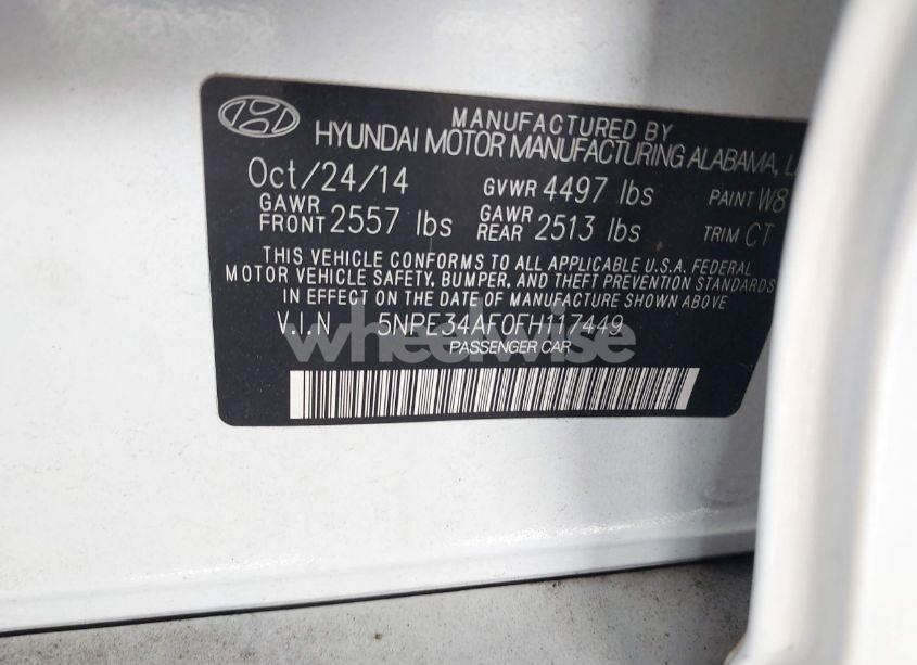 Photo 9 of 2015 Hyundai Sonata SPORT (VIN 5NPE34AF0FH117449)