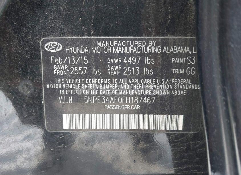 Photo 9 of 2015 Hyundai Sonata SPORT (VIN 5NPE34AF0FH187467)