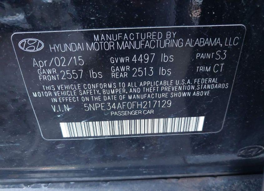 Photo 9 of 2015 Hyundai Sonata SPORT (VIN 5NPE34AF0FH217129)