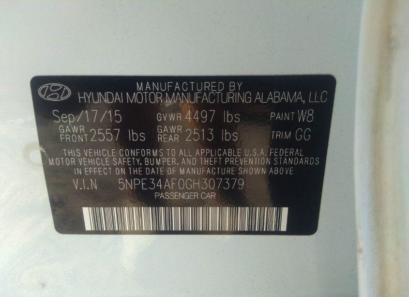 Photo 9 of 2016 Hyundai Sonata LIMITED (VIN 5NPE34AF0GH307379)