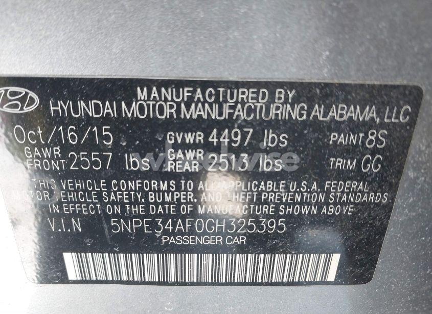 Photo 9 of 2016 Hyundai Sonata SPORT (VIN 5NPE34AF0GH325395)