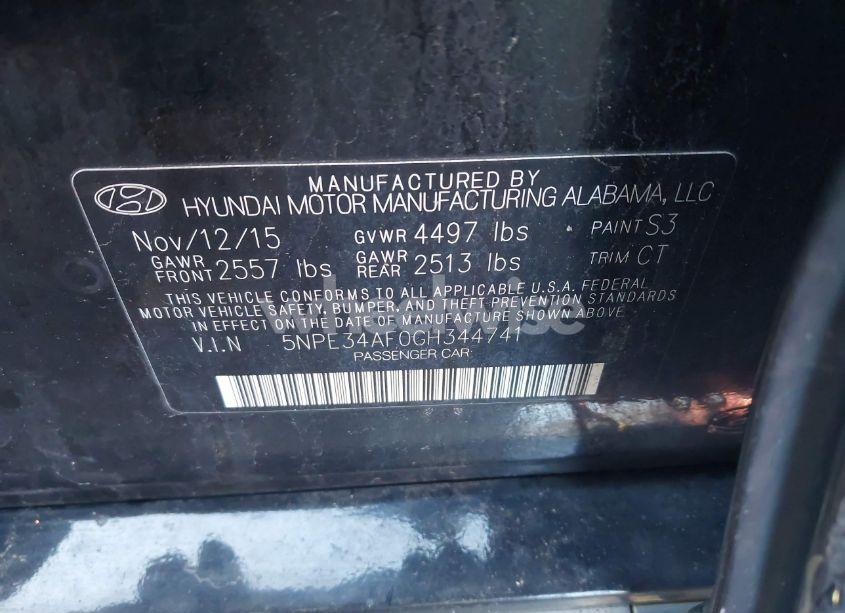 Photo 9 of 2016 Hyundai Sonata SPORT (VIN 5NPE34AF0GH344741)