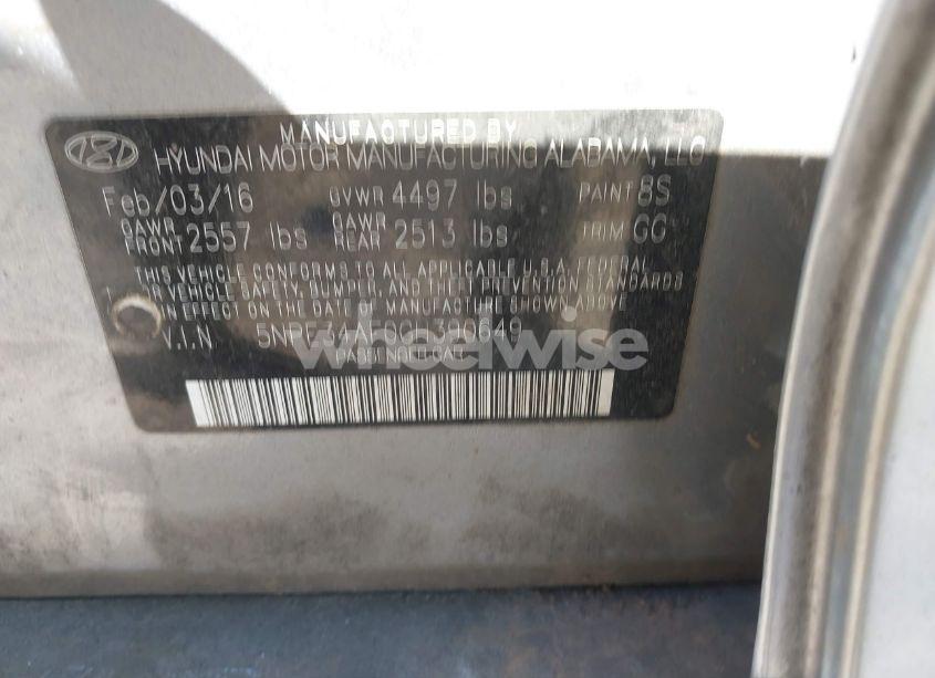 Photo 9 of 2016 Hyundai Sonata SPORT (VIN 5NPE34AF0GH390649)