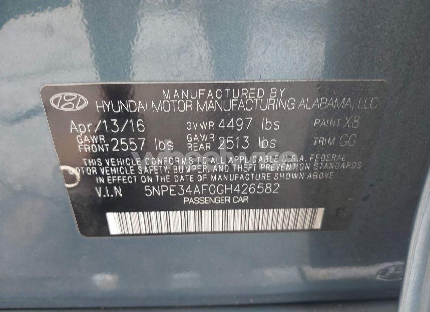 Photo 9 of 2016 Hyundai Sonata SPORT (VIN 5NPE34AF0GH426582)