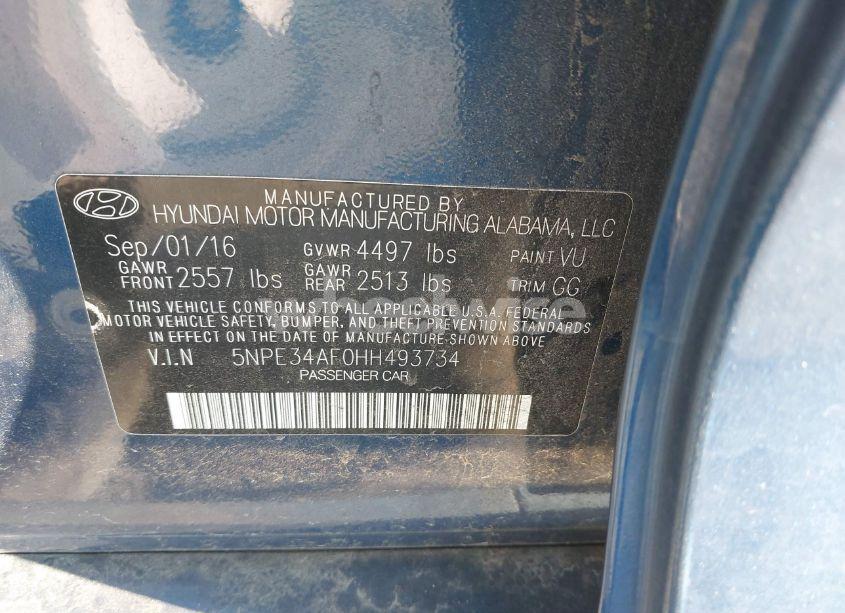 Photo 9 of 2017 Hyundai Sonata SPORT (VIN 5NPE34AF0HH493734)