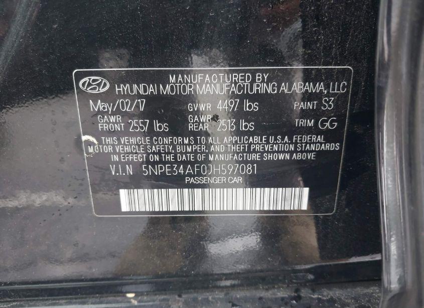 Photo 9 of 2018 Hyundai Sonata SEL (VIN 5NPE34AF0JH597081)