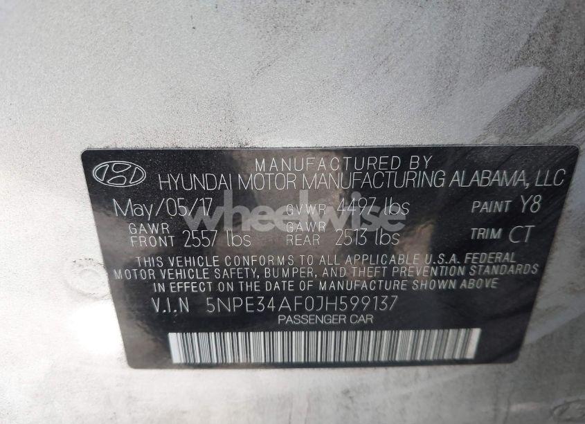 Photo 9 of 2018 Hyundai Sonata SPORT (VIN 5NPE34AF0JH599137)