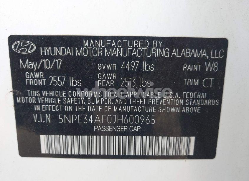 Photo 9 of 2018 Hyundai Sonata SPORT (VIN 5NPE34AF0JH600965)