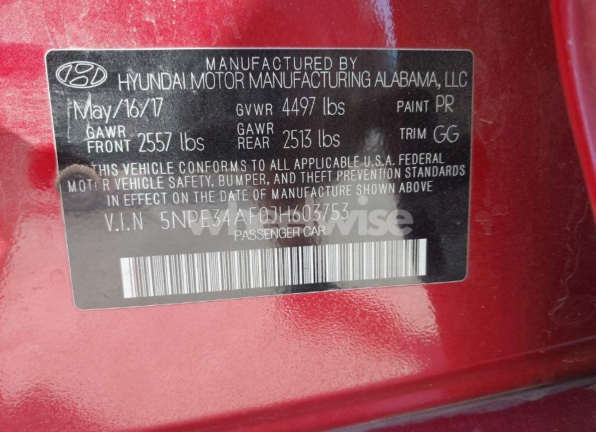 Photo 8 of 2018 Hyundai Sonata SEL (VIN 5NPE34AF0JH603753)