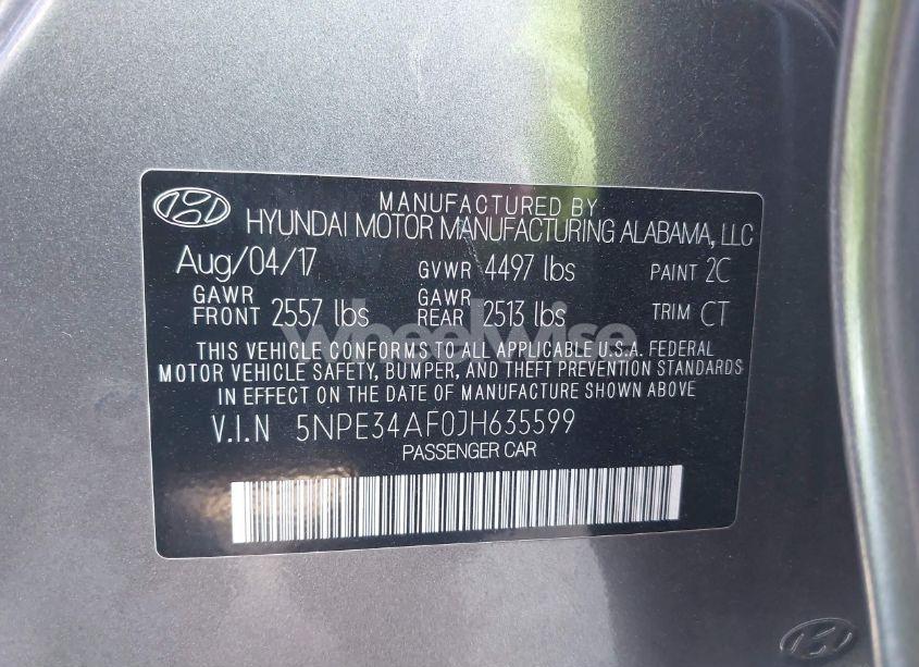 Photo 9 of 2018 Hyundai Sonata SPORT (VIN 5NPE34AF0JH635599)
