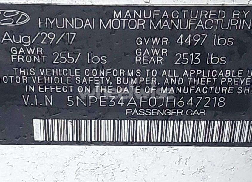 Photo 9 of 2018 Hyundai Sonata LIMITED (VIN 5NPE34AF0JH647218)