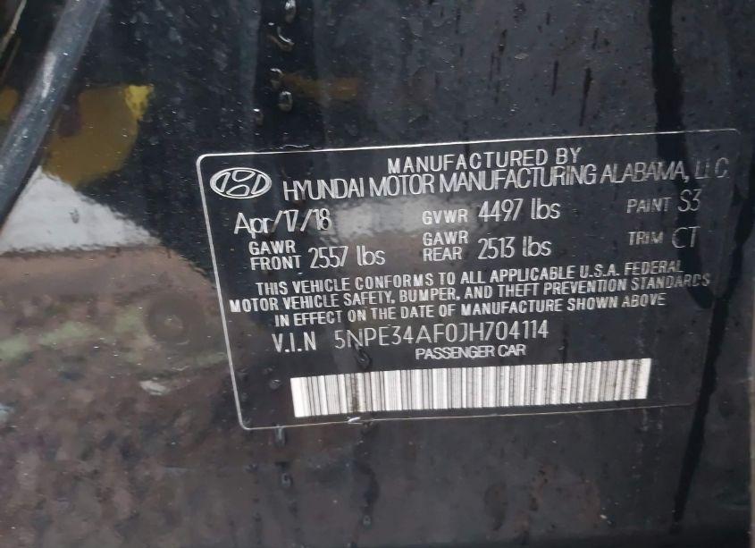 Photo 9 of 2018 Hyundai Sonata SPORT+ (VIN 5NPE34AF0JH704114)