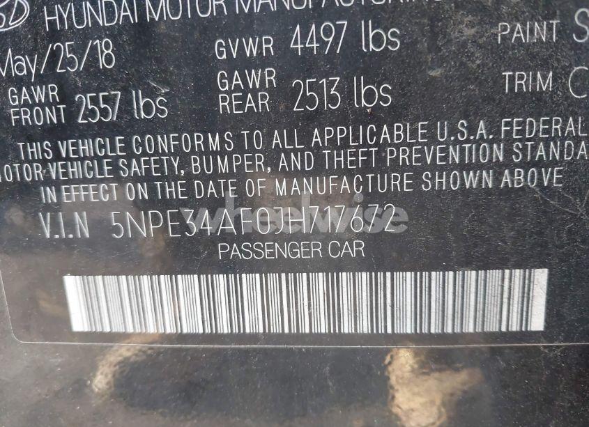 Photo 9 of 2018 Hyundai Sonata SPORT+ (VIN 5NPE34AF0JH717672)