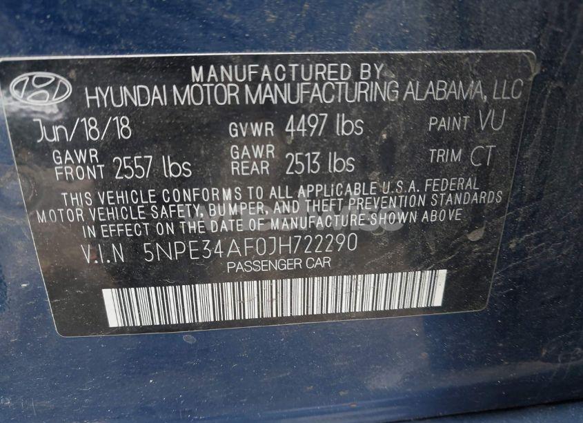 Photo 9 of 2018 Hyundai Sonata SPORT+ (VIN 5NPE34AF0JH722290)