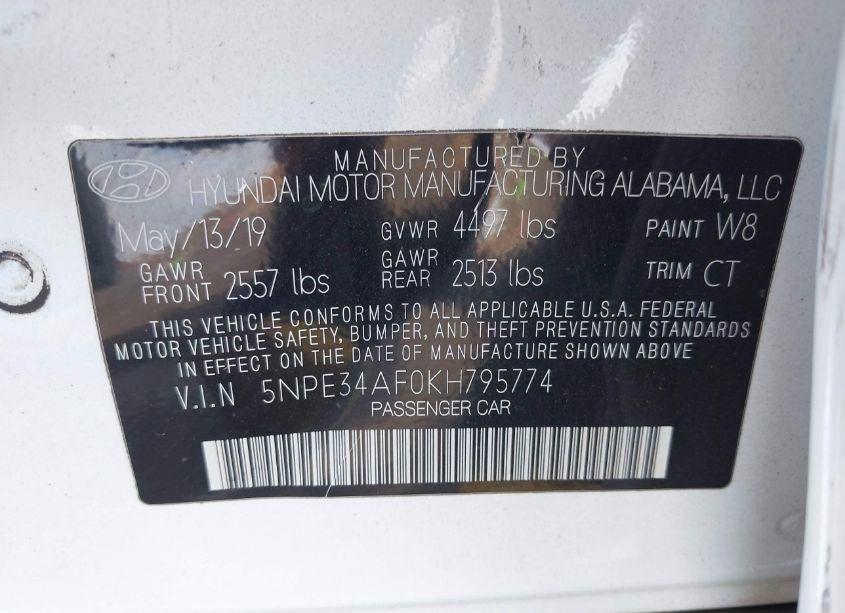 Photo 9 of 2019 Hyundai Sonata SEL (VIN 5NPE34AF0KH795774)