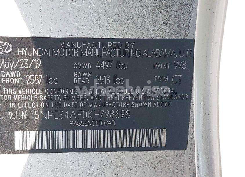 Photo 9 of 2019 Hyundai Sonata SEL (VIN 5NPE34AF0KH798898)