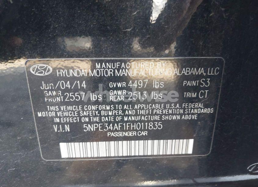 Photo 9 of 2015 Hyundai Sonata LIMITED (VIN 5NPE34AF1FH011835)