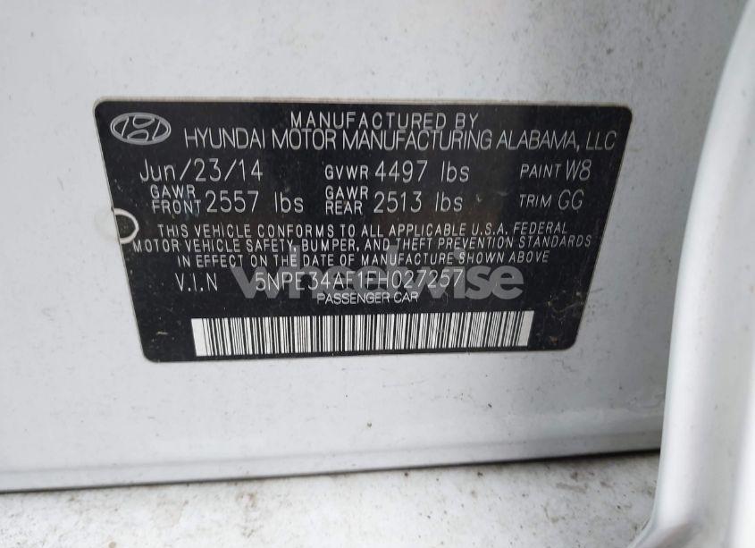 Photo 9 of 2015 Hyundai Sonata SPORT (VIN 5NPE34AF1FH027257)