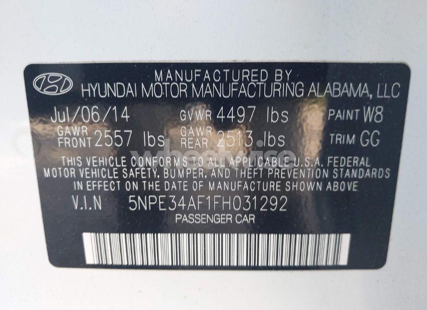 Photo 9 of 2015 Hyundai Sonata LIMITED (VIN 5NPE34AF1FH031292)