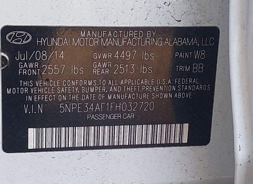 Photo 9 of 2015 Hyundai Sonata SPORT (VIN 5NPE34AF1FH032720)