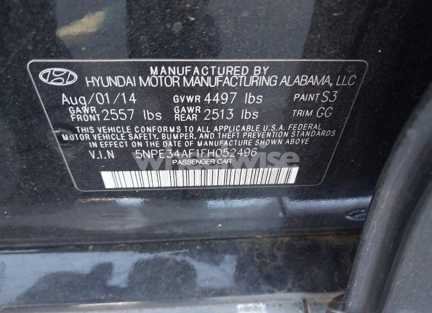 Photo 9 of 2015 Hyundai Sonata SPORT (VIN 5NPE34AF1FH052496)