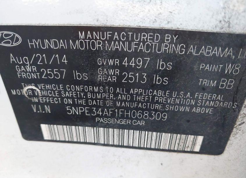 Photo 9 of 2015 Hyundai Sonata SPORT/LIMITED (VIN 5NPE34AF1FH068309)