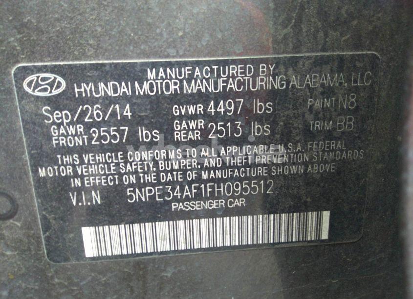 Photo 9 of 2015 Hyundai Sonata LIMITED (VIN 5NPE34AF1FH095512)